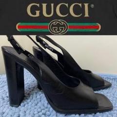 グッチ　ミュール　サンダル　ヒール　ブラック　36C GUCCI (グッチ) プリンスタウン レザー スリッパ ミュール