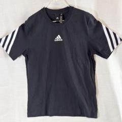 adidas アディダス　ブラック 半袖シャツ ストライプ袖　　サイズM