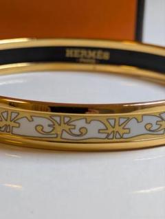 【正規品】HERMES バングル ゴールド/ホワイト H型デザイン HERMES エルメス ブレスレット エクストラファン バングル OP'H