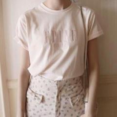 epine エピヌ ビジュー ショート丈 Tシャツ ピンク