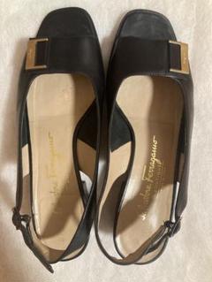 サルヴァトーレフェラガモ　フラットパンプス ヴァラ リボン ブラック 24.0 リボンパンプス FERRAGAMO(フェラガモ) 靴・シューズ(レディース