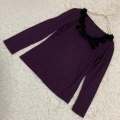 ANAYI ベロアリボントップス パープル 38 可愛い オシャレ