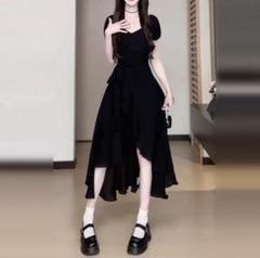 夏にぴったり！韓国風ひざ丈シンプルワンピース半袖デート用