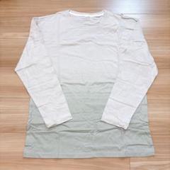 Tシャツ メンズ 長袖 グラデーション ライトグレー XL おしゃれ ゆったり