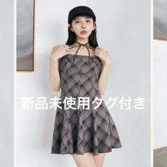 Darich ダーリッチ チェックホルターリボンベアミニワンピース