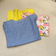 ベビー服 子供服 95 3点セット ワンピース イエロー 花柄 ブルー ベビー