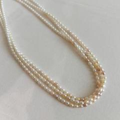 美品 3連パールネックレス✧*。