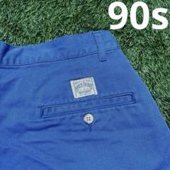 90s 初期タグ 33 青 ラルフローレン ポロチノ 2タック ハーフ