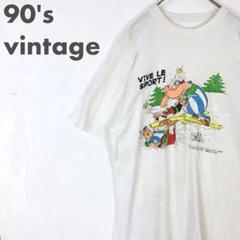 2414 90s シングルステッチ　キャラT　スキー　ロゴ　Tシャツ　白
