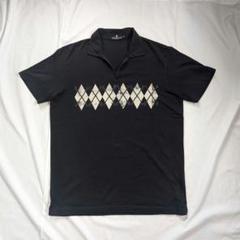 【OLD UNIQLO】00sドクロ・アーガイル柄スキッパーポロシャツ　ブラック