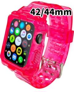 新品 高級 アップルウォッチ バンド 化粧箱付き クリアピンク 42/44mm