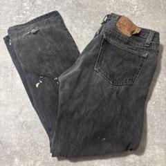 00s 501 levi's 先染め　ブラックデニム　リーバイス　フェード 80s USA製 Levi'sリーバイス 501 先染め ブラック デニムパンツ