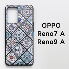 OPPO Reno7A Reno9A ブルー タイル 青 カバー