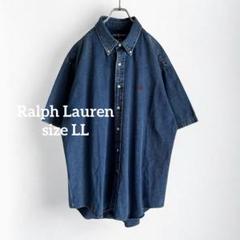 1328◆ラルフローレン 半袖デニムシャツ ポニー刺繍 BLAKE サイズLL