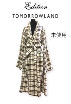 トゥモローランド　ガウンコート　ブルー　ブラウン　チェック 新品トゥモローランドエディションロングガウンコーデュロイ