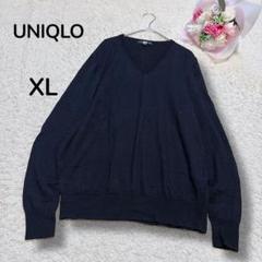 【ユニクロ UNIQLO】エクストラファインメリノ　Vネックセーター　黒　XL