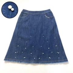 【極美品】エムズグレイシー　24AW パールスタッズ付きデニムスカート