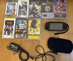 PSP1000 本体 専用ケース 充電コード付属 PSP用ソフト8本付 動作品