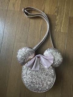 ディズニーランド ミニー スパンコール ショルダーバッグ くすみピンク