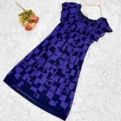 ★ELLE PARIS★エルパリ ひざ丈 ワンピース【M】フリル袖 半袖 レトロ