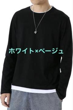 Tシャツ メンズ 長袖 重ね着風 大きいサイズ ゆったり 無地 メンズ