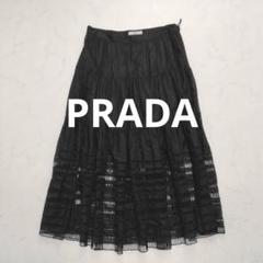 美品　PRADA／プラダ　コットンレースロングスカート　ペチコート付き　イタリア 美品 PRADA／プラダ コットンレースロングスカート ペチコート
