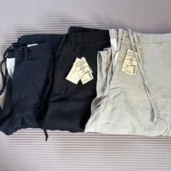 MUJI無印良品フレンチリネンパンツ　黒•ベージュ未使用タグ付き　サイズXL MUJI無印良品フレンチリネンパンツ 黒•ベージュ未使用タグ付き