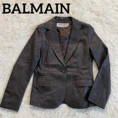 【入手困難✨】BALMAIN ラムレザー 羊革 フォックス レザーコート ベルト 入手困難✨】BALMAIN ラムレザー 羊革 フォックス レザーコート