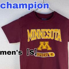 Z214【champion】半袖Tシャツ【メンズS】 ダークレッド