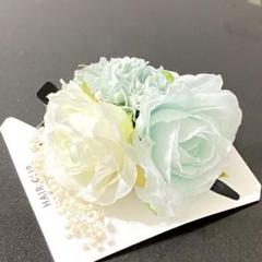 浴衣 髪飾り 花 かんざし ヘアクリップ ブルー×白 和装【新品】ヘアピン