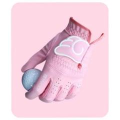 新品ピンク色21号ゴルフグローブ左手 右利き用 ウィング飾りプレミアム男女併用