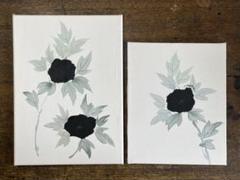 着物リメイク＊壁掛け　「黒牡丹」2点セット　絽・絞り付下げ　ハンドメイド