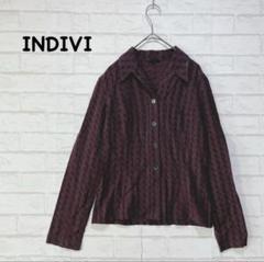 INDIVI インディヴィ 長袖シャツ ブラウス サイズ38 日本製 テクスチャ