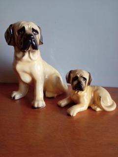九谷焼 長峰 犬 昭和レトロ 希少品 犬 置物 ペット フィギュリン