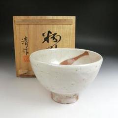 李朝　粉引茶碗　白釉　萩焼　抹茶碗　在銘　蔵出し　共箱　１客 李朝 粉引茶碗 白釉 萩焼 抹茶碗 在銘 蔵出し 共箱 1客