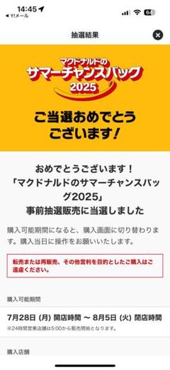 即購入可 マクドナルド サマーチャンスバッグ 2025 グッズ 4点セット