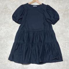 ZARA ティアード半袖チュニック USAL ブラック 綿100% 大きいサイズ