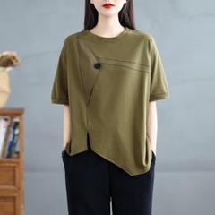 Tシャツ オシャレデザイン 切り替え アシンメトリー ゆったり系 全4色