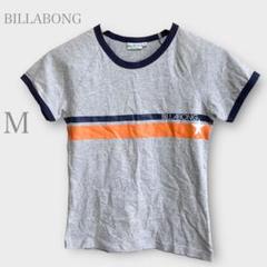 ビラボン　プリントTシャツ　クルーネック　半袖　グレー　M