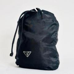 PRADA 巾着 ミニポーチ トライアングル ロゴ ブラック ナイロン