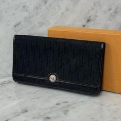 90s クリスチャンディオール 長財布 ブラック トロッター ロゴ 二つ折り