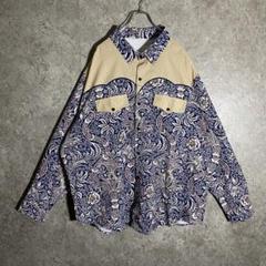 【希少サイズ】切替えウエスタンポリシャツ 総柄 ビッグサイズ テロ感 5XL
