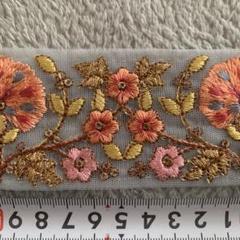 DUA パステル横向きお花刺繍チュールリボン