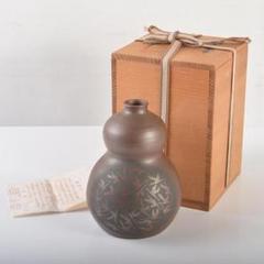 萬古焼　醉月陶苑　清水洋作　鶴文　瓢箪壷　共箱　V　R6578 萬古焼 醉月陶苑 清水洋作 鶴文 瓢箪壷 共箱 V R6578 - メルカリ