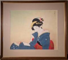 【模写】絵画　上村松園　日本画10号　美人画　女性の気品を描いた名作　W47 模写】絵画 上村松園 日本画10号 美人画 女性の気品を描いた名作