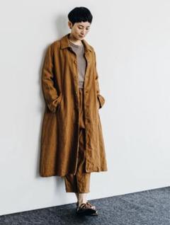 フォグリネンコート　レンガ色美品 フォグリネンコートレンガ色美品