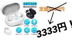ワイヤレスイヤホン ホワイト Bluetooth5.0 ノイズキャンセリング