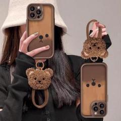 ストラップ iPhone16plus ブラウン スマホケース 【新入荷】 くま