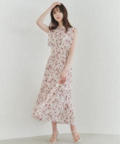 美品　SNIDEL Sustainableフリルプリーツワンピース　ブラック snidel Sustainableフリルプリーツワンピース - ロング
