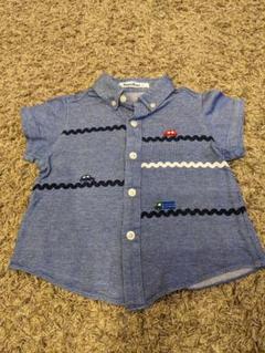 ファミリア　 車刺繍 半袖シャツ　ブラウス　90